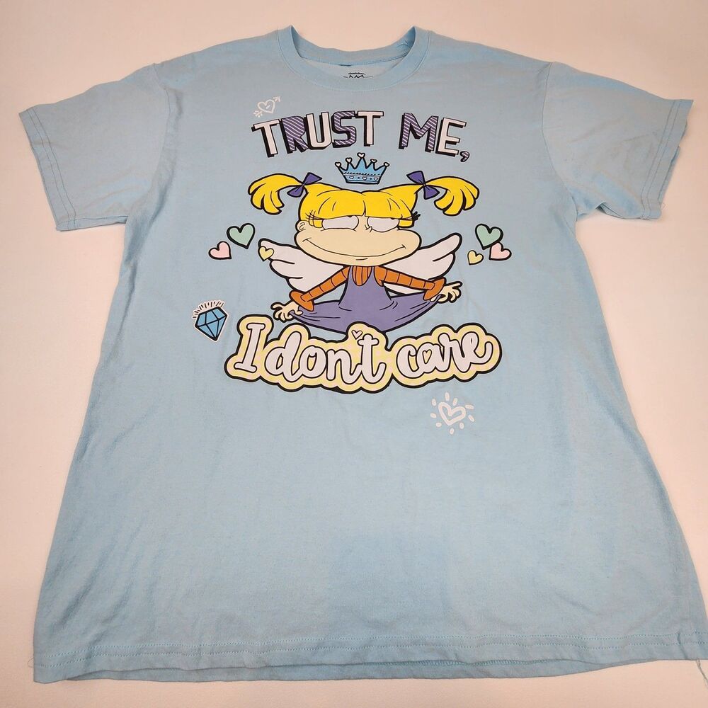 Rugrats Angelica Trust Me I Dont Care Graphic T Shirt Womens Large Blue